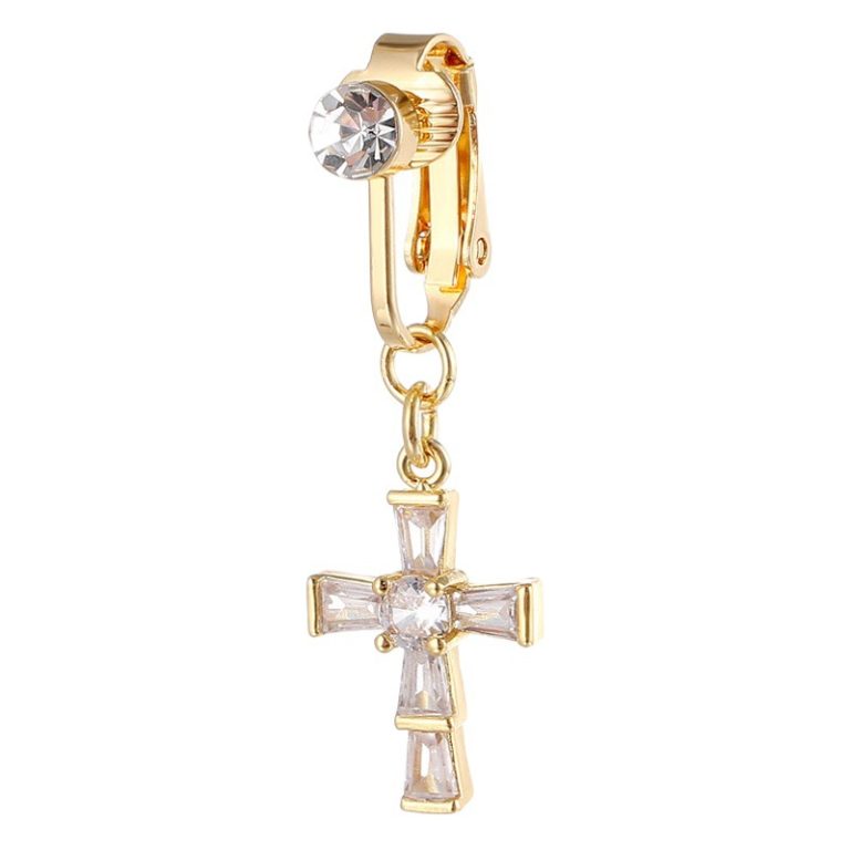 European and American  puncture jewelry inlaid AA zircon cross butterfly moon navel nail navel ring ear studs