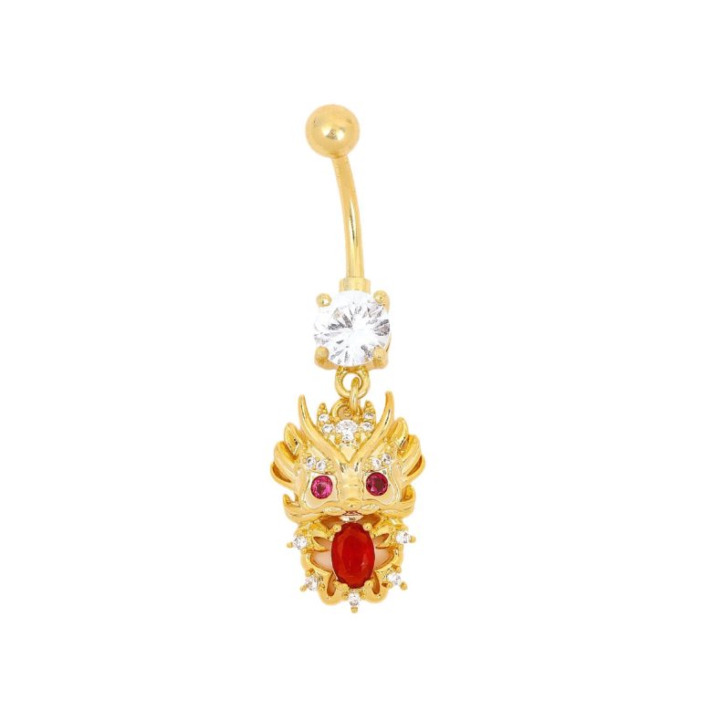 Amazon cute dragon-shaped pendant navel buckle copper white stone inlaid navel nail niche personality fashion design sense navel ornaments for women - Image 6