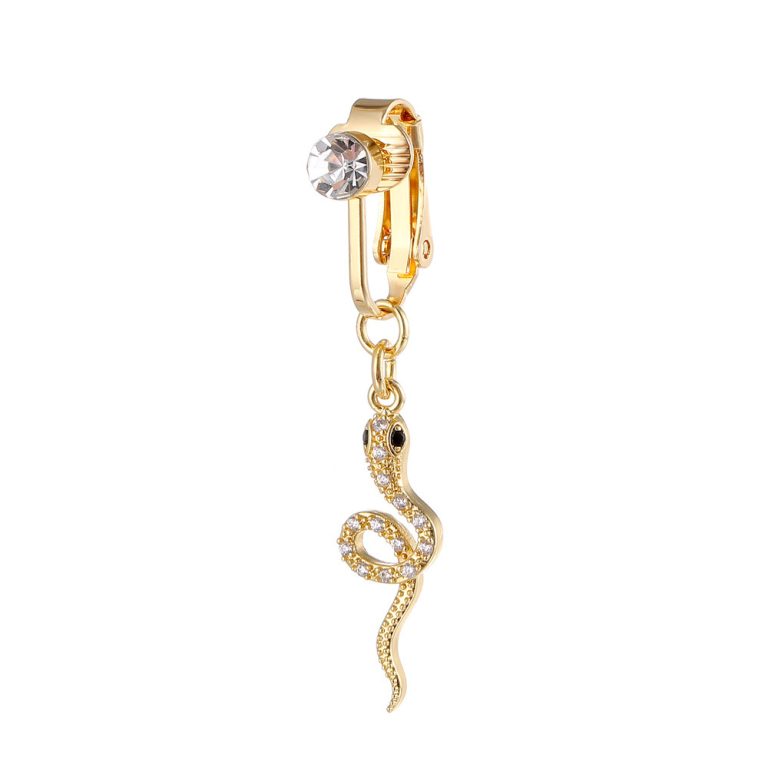 goods hot sale punch-free fake navel buckle European and American style pendant inlaid zircon navel nail ear clip - Image 5