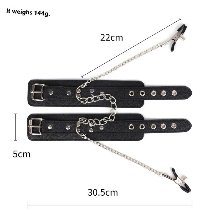Cross-border new sm props fun milk clip handcuffs connected pu leather handcuffs sm milk clip alternative adult supplies - Image 4
