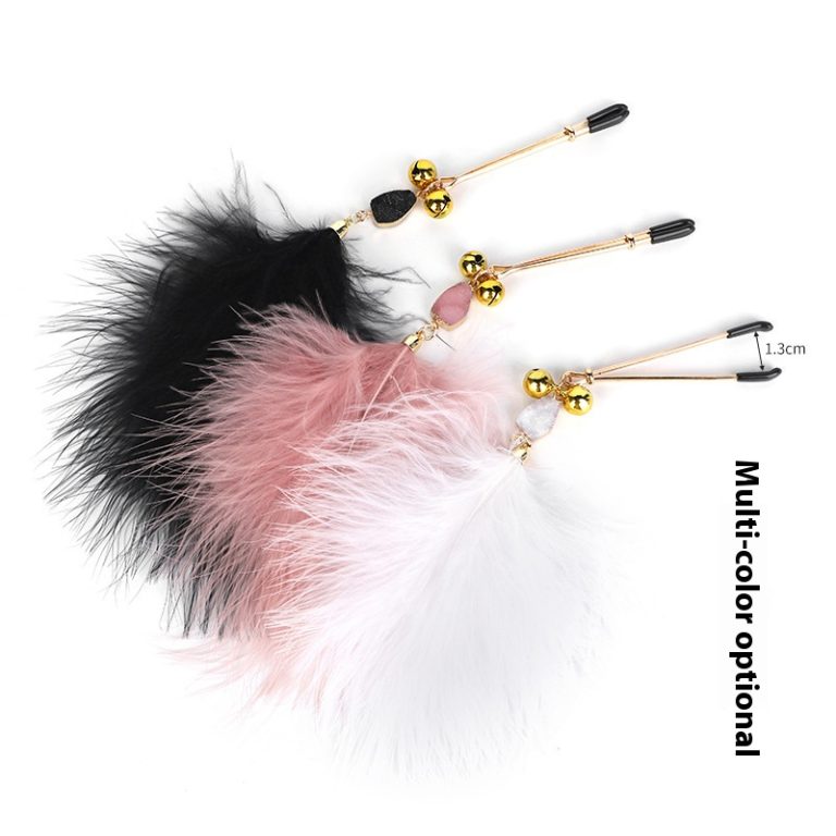 sm props foreplay tease soft feather breast clip female masturbation sex toy clitoris clip alternative adult toy
