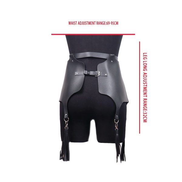 Functional punk style strap belt Women's European and American street dress JK shirt sling waist seal leather skirt - Image 2
