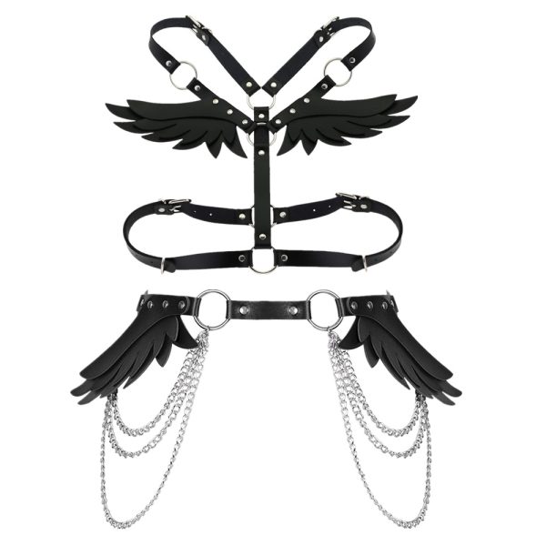 New European and American Leather Angel Wings Strap Set Women's Leather Products Chain Restraint Body Strap Shoulder Strap Belt Belt - Image 4
