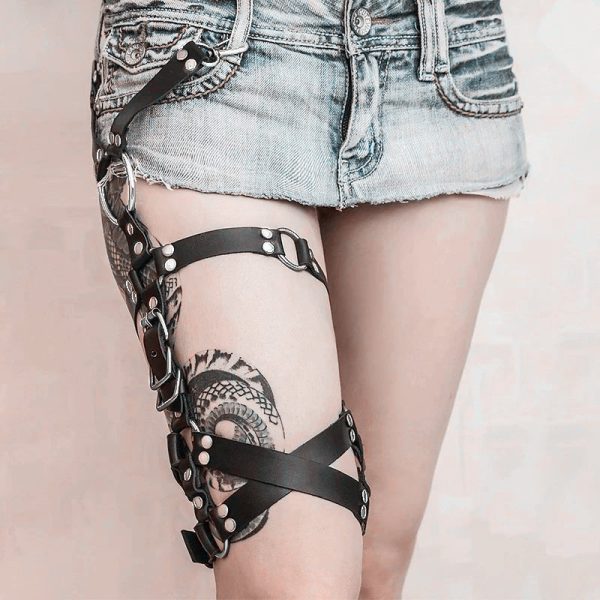 Cross-border European and American punk round thigh ring jewelry foot ring non-slip adjustable elastic buckle leg cover wholesale - Image 3