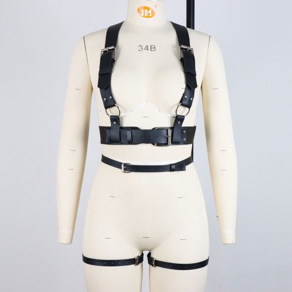 European and American Punk Restraint Rivet Waist Strap All-match PU Leather Chest Strap Business Casual Leather Restraint Wide Belt - Image 5