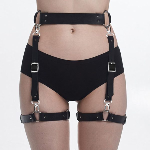 Cross-border European and American adult products sexy leather bondage pants handcuffs set sm binding tools props - Image 9