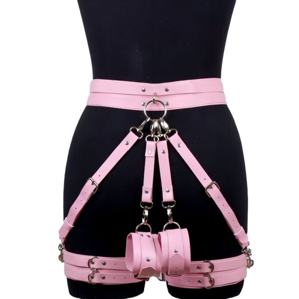 SM binding restraint criminal equipment toys adult sexy leather thigh cuff sexy wear women's equipment adjustable pants - Image 9