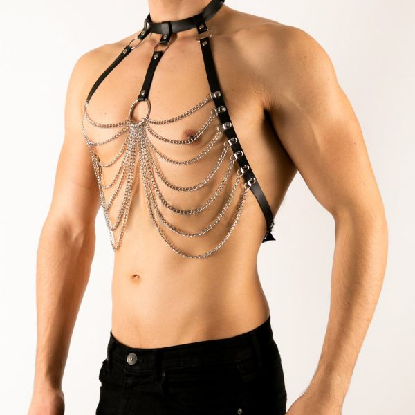 Men's sexy binding belt SM men's chain production bar performance clothing accessories new fashion chest belt - Image 4
