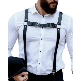 Men's adult leather supplies gentleman leather suspender suspenders SM sex toys props
