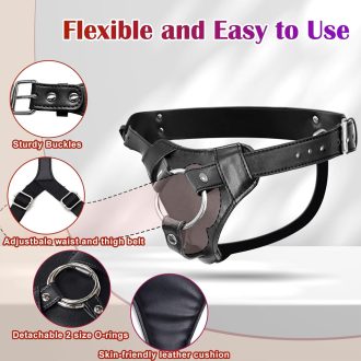 Sexy sm leather wear hollow penis adjustable pull up diaper unisex sex toys