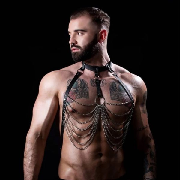 Men's sexy binding belt SM men's chain production bar performance clothing accessories new fashion chest belt - Image 3