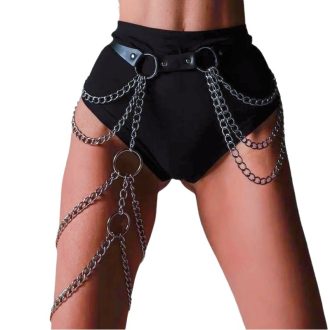 European and American cross-border popular waist and leg sexy exaggerated collar chest chain waist chain leather alloy chain multi-layer tassel jewelry