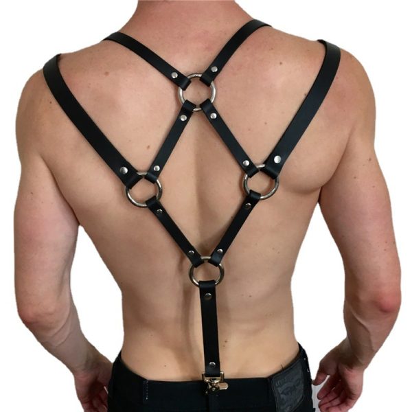New European and American Strap Men's Personalized Leather Sling Pants Clip Casual All-match Decorative Shackle Shoulder Strap - Image 6