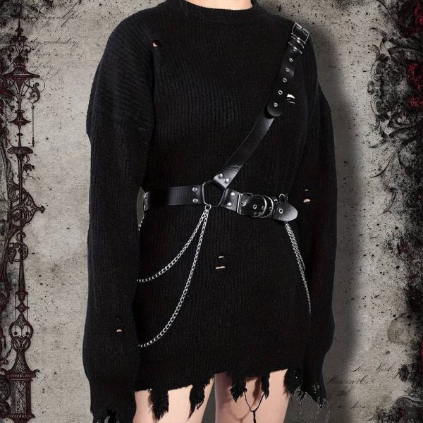 Military wind chain diagonal belt concave shape personality chain shoulder belt waist seal strap a generation of hair - Image 5