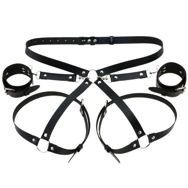Sm Flirting Passion Sex Props Women Wear Hip Kao Leather One-piece Pants Bound Bracelet Belt - Image 5
