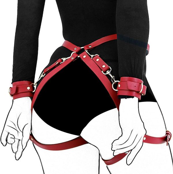 Sm Flirting Passion Sex Props Women Wear Hip Kao Leather One-piece Pants Bound Bracelet Belt - Image 9