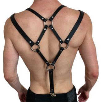 New European and American Strap Men's Personalized Leather Sling Pants Clip Casual All-match Decorative Shackle Shoulder Strap