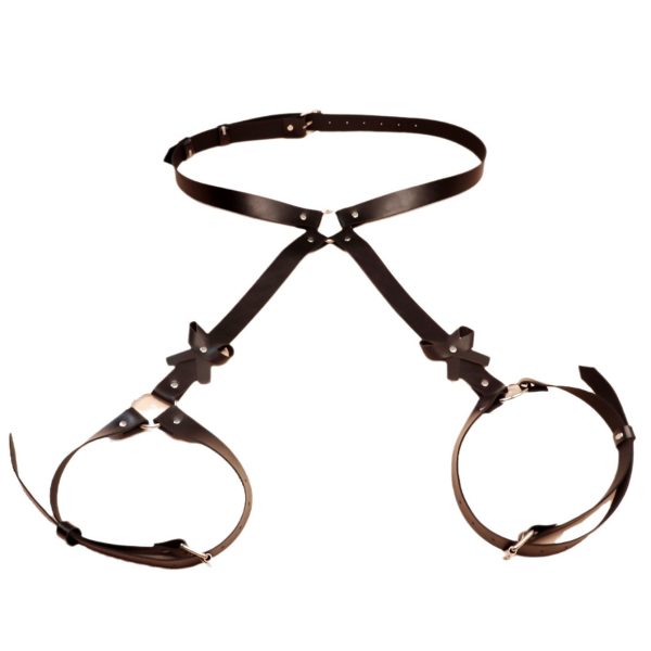 Women's sm wear hip cuff leather one-piece pants flirting passion sex props binding handcuffs belt - Image 5