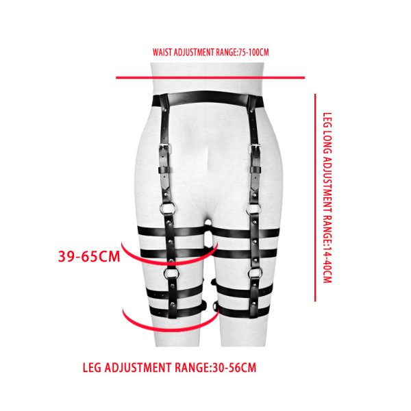 European and American style rock sexy leather belt leg ring integrated leg cover cross-border BDSM garter belt adjustable surround leg ring - Image 4