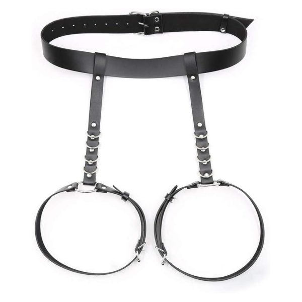 Cross-border adult supplies SM sexy leather wear pants binding binding leggings with sex tools chastity pants wholesale - Image 2