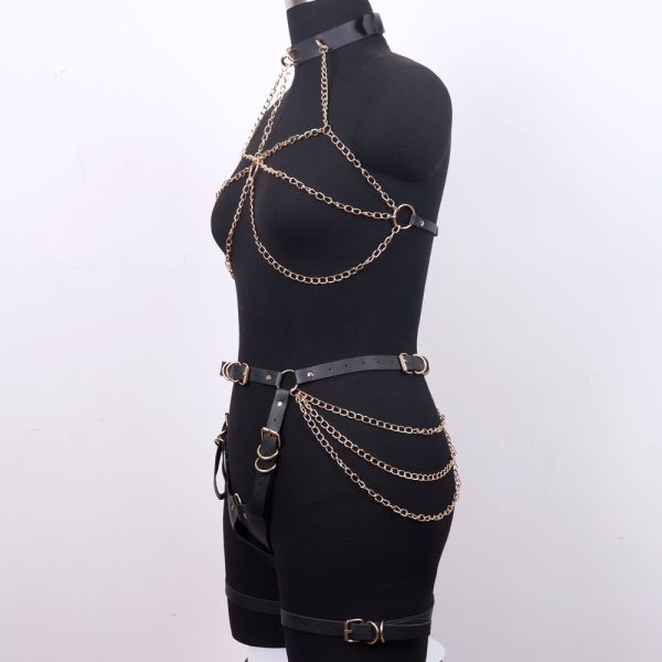 European and American Sex Products Sex Leather Wear Pants Chain Body Decoration Belt SM Couples Adjustment Sex Products - Image 4