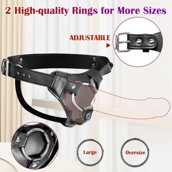 Sexy sm leather wear hollow penis adjustable pull up diaper unisex sex toys - Image 2