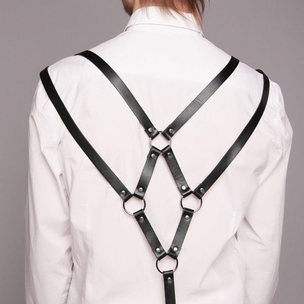 New European and American Strap Men's Personalized Leather Sling Pants Clip Casual All-match Decorative Shackle Shoulder Strap - Image 7