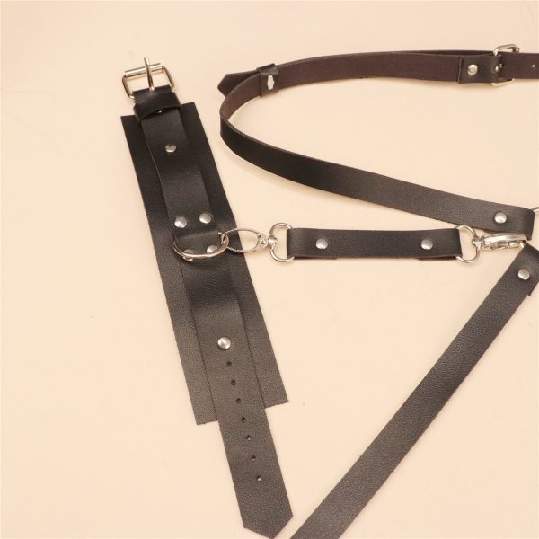 Sm Flirting Passion Sex Props Women Wear Hip Kao Leather One-piece Pants Bound Bracelet Belt - Image 4