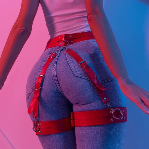 SM binding restraint criminal equipment toys adult sexy leather thigh cuff sexy wear women's equipment adjustable pants - Image 11