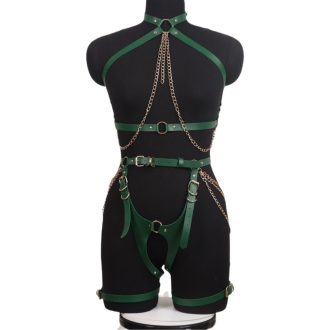 Women's adult products performance clothing nightclub stage props passion sm women's leather restraint chain handcuffs flirt