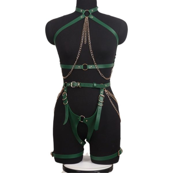 Women's adult products performance clothing nightclub stage props passion sm women's leather restraint chain handcuffs flirt