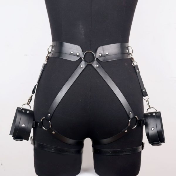 Smsexy wear Library handcuffs suit leather binding binding clothes passion hot training open crotch pants  wholesale - Image 2