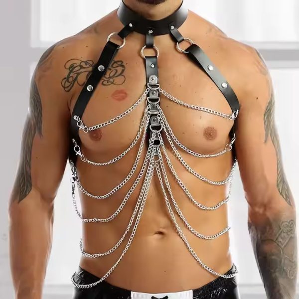 Men's sexy binding belt SM men's chain production bar performance clothing accessories new fashion chest belt - Image 2