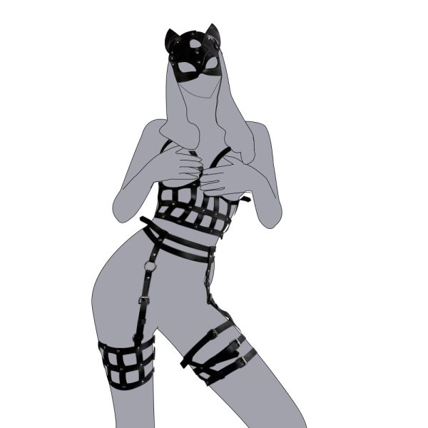 Adult sex toys SM leather bondage suit SM wear harness sexy bundled sex toys - Image 36