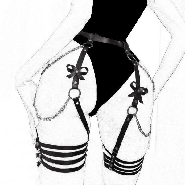Punk trendy binding belt hot selling sexy strap joker hip hop SM corset leather corset leg cover suit - Image 15