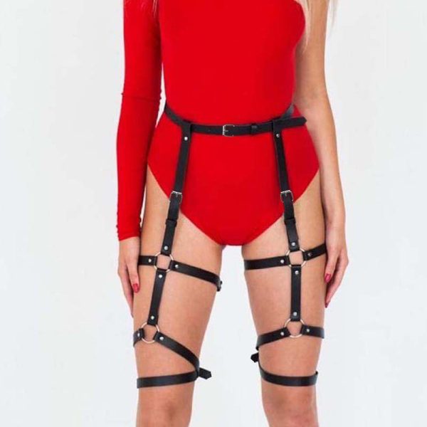 Leather garter belt binding sm European and American taste Amazon sexy hollow pu suit - Image 13