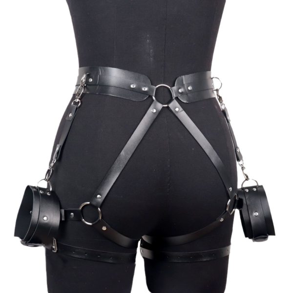 Smsexy wear Library handcuffs suit leather binding binding clothes passion hot training open crotch pants  wholesale - Image 4