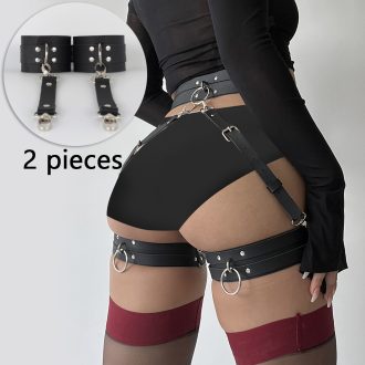 SM binding restraint criminal equipment toys adult sexy leather thigh cuff sexy wear women's equipment adjustable pants