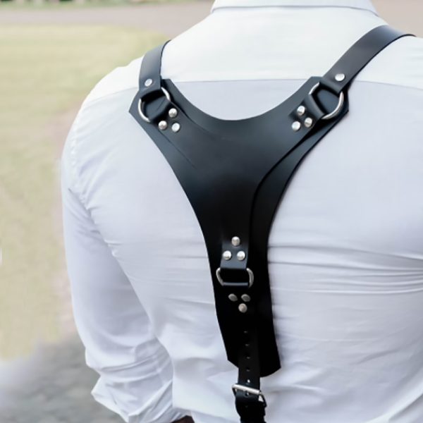 Men's adult leather supplies gentleman leather suspender suspenders SM sex toys props - Image 4