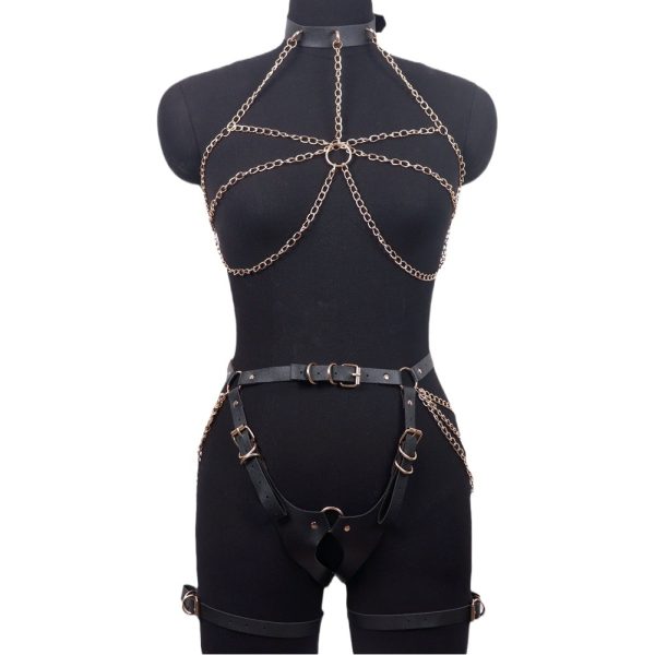 European and American Sex Products Sex Leather Wear Pants Chain Body Decoration Belt SM Couples Adjustment Sex Products