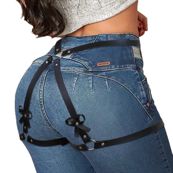 Women's sm wear hip cuff leather one-piece pants flirting passion sex props binding handcuffs belt - Image 24