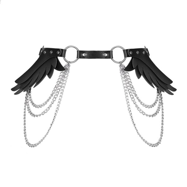New European and American Leather Angel Wings Strap Set Women's Leather Products Chain Restraint Body Strap Shoulder Strap Belt Belt - Image 5