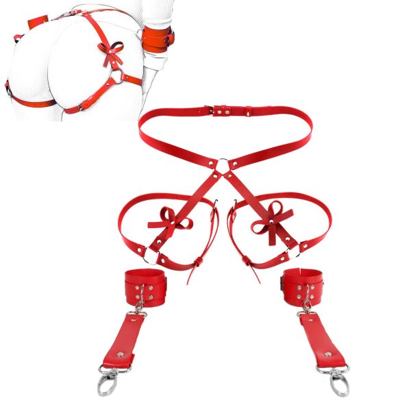 Sm Flirting Passion Sex Props Women Wear Hip Kao Leather One-piece Pants Bound Bracelet Belt
