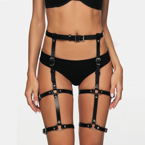 Cross-border European and American adult products sexy leather bondage pants handcuffs set sm binding tools props - Image 13