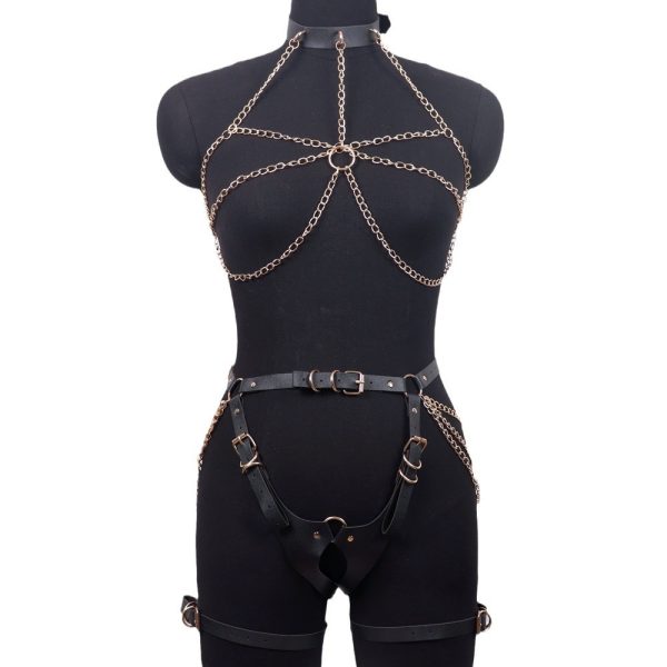 Adult sex toys SM leather bondage suit SM wear harness sexy bundled sex toys - Image 5