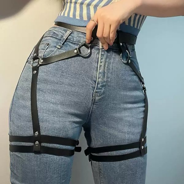 Cross-border European and American adult products sexy leather bondage pants handcuffs set sm binding tools props - Image 11