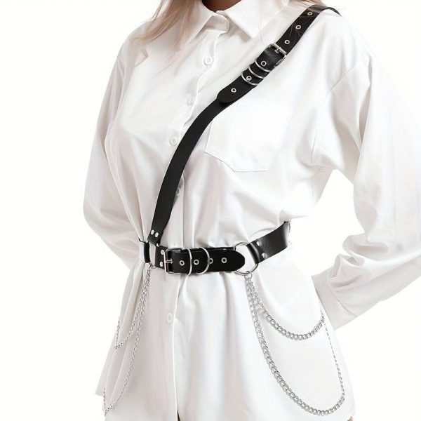 Military wind chain diagonal belt concave shape personality chain shoulder belt waist seal strap a generation of hair - Image 4