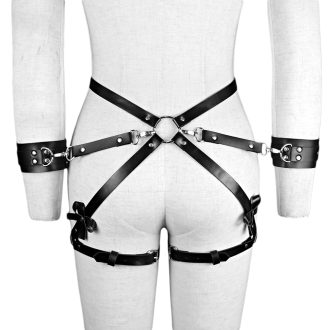 Women's sm wear hip cuff leather one-piece pants flirting passion sex props binding handcuffs belt