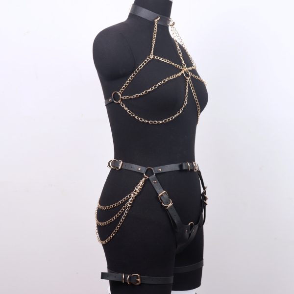 European and American Sex Products Sex Leather Wear Pants Chain Body Decoration Belt SM Couples Adjustment Sex Products - Image 3