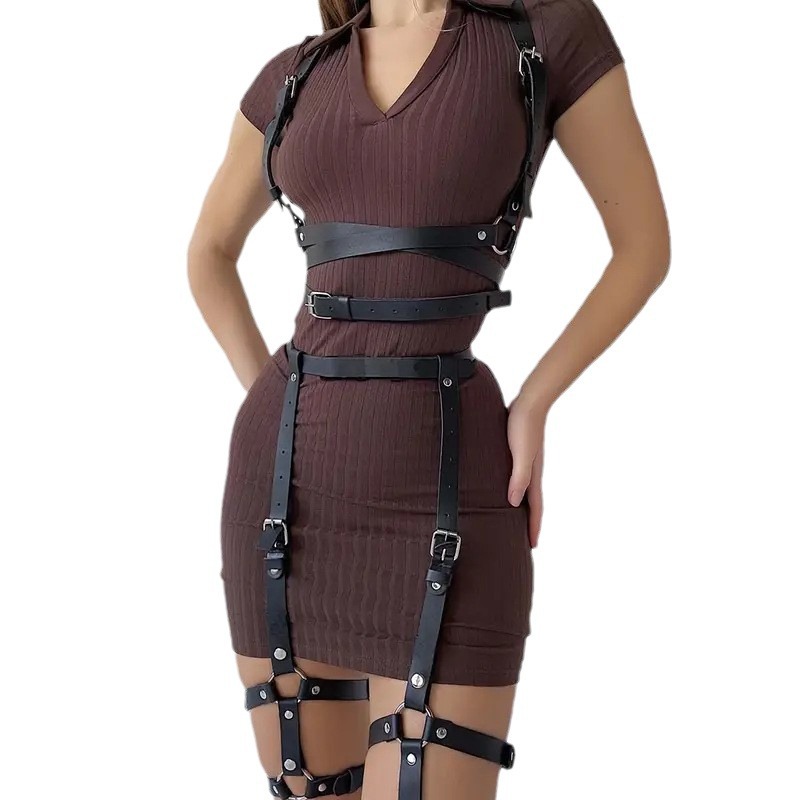 New Sexy Hot Women's Tight Leather Garter Adjustable Leather Belt Set Sale - Image 5